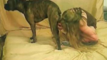 Sexy as hell blonde with huge tits likes dog bestiality