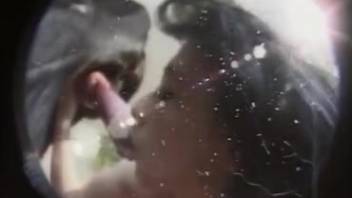 Domestic footage of a mature mom savoring bestiality on webcam