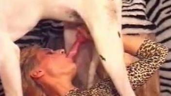 Good-looking white dog enjoys nasty sex with a slender zoophile
