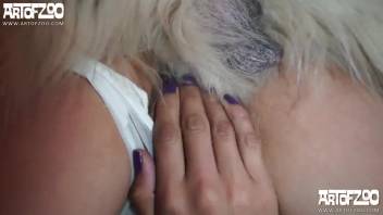 Petite spouse savors solo moments at home with her lustful canine