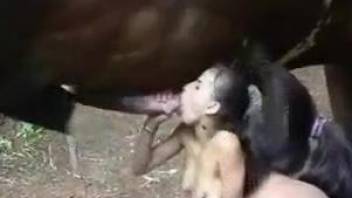Anal sex with a horse for the lovely nude girl