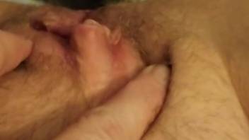 Vulgar animal enthusiast enjoys fondling intimate areas