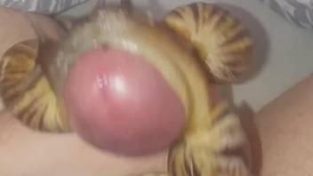 Uncut cock getting covered in delicious snail goo