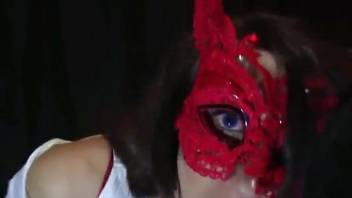 Masked Latina getting ruined by a dog's hard dick
