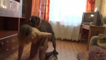 Naked woman filmed during sex with her trustful dog