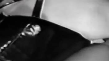 Monochrome animal sex oral video featuring a enslaved woman