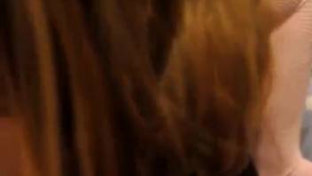 Shaved pussy newbie mounting a canine dick on the mattress