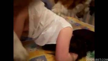 Fantastic wife and dog enjoy an incredible animalistic intercourse
