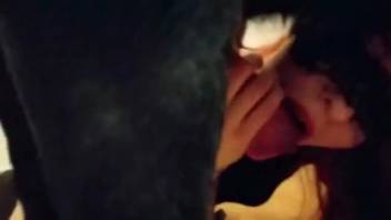 Ginger-haired chick getting pounded by a dark beast