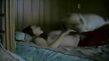 Steamy big-breasted spouse allows the canine to thrust into her vagina during a perverted display