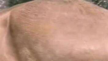 Sexy blond woman gets intimate with the mare