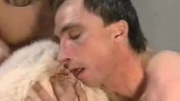 Naked duo exchanges fluffy beasts in insane bestiality household depravities