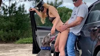 Zoophilic couple fucking in front of their pet