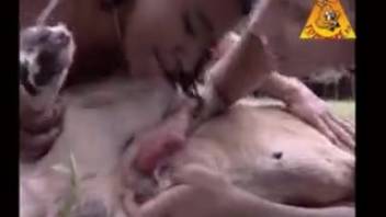 Raunchy homemade orgy involving beasts in outdoor environments