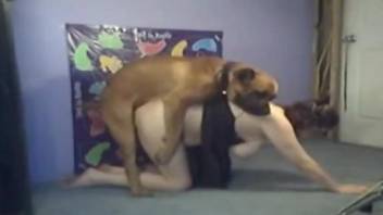 Hot lady with a big ass is happy to dominate a dog