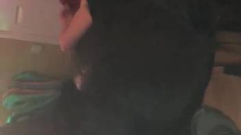 Sexy woman has her vagina tongued by a dark mongrel