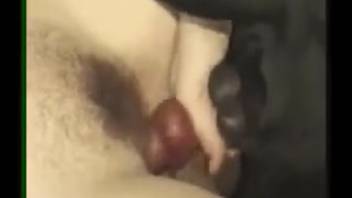 Golden-haired mature lady and her companion screwing a lustful canine