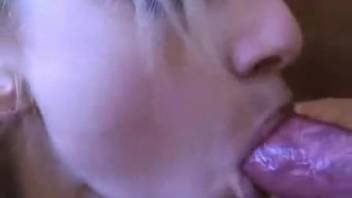 Braided-haired young girl in pink shirt gets savagely banged on webcam